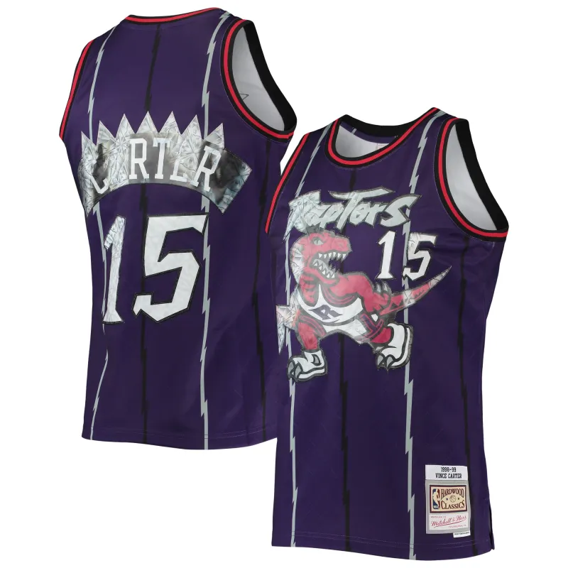 Men's Toronto Raptors Vince Carter Purple 1998/99 Hardwood Classics NBA 75th Anniversary Diamond Swingman Jersey