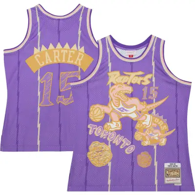 Men's Toronto Raptors Vince Carter Purple 1998/99 Swingman Sidewalk Sketch Jersey 01
