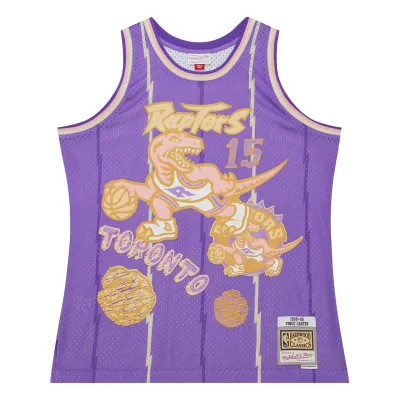 Men's Toronto Raptors Vince Carter Purple 1998/99 Swingman Sidewalk Sketch Jersey 02