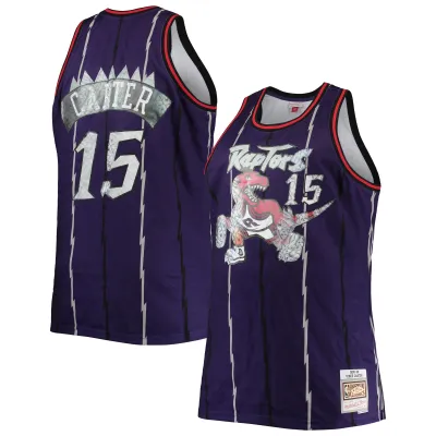 Men's Toronto Raptors Vince Carter Purple Big & Tall 1998/99 NBA 75th Anniversary Diamond Swingman Jersey 01