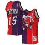 Men's Toronto Raptors Vince Carter Purple/Red Hardwood Classics 1998/99 Split Swingman Jersey