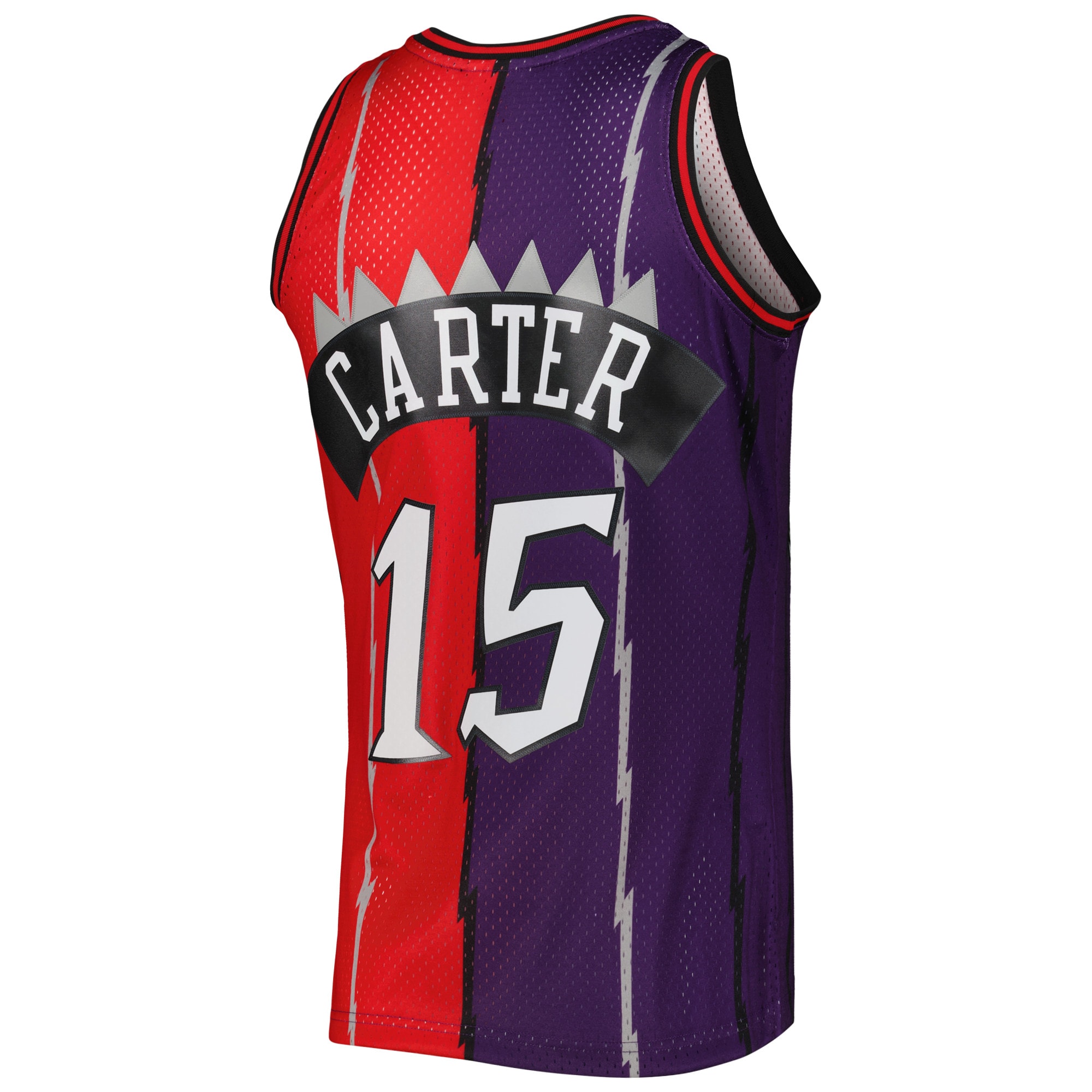 Men's Toronto Raptors Vince Carter Purple/Red Hardwood Classics 1998/99 Split Swingman Jersey