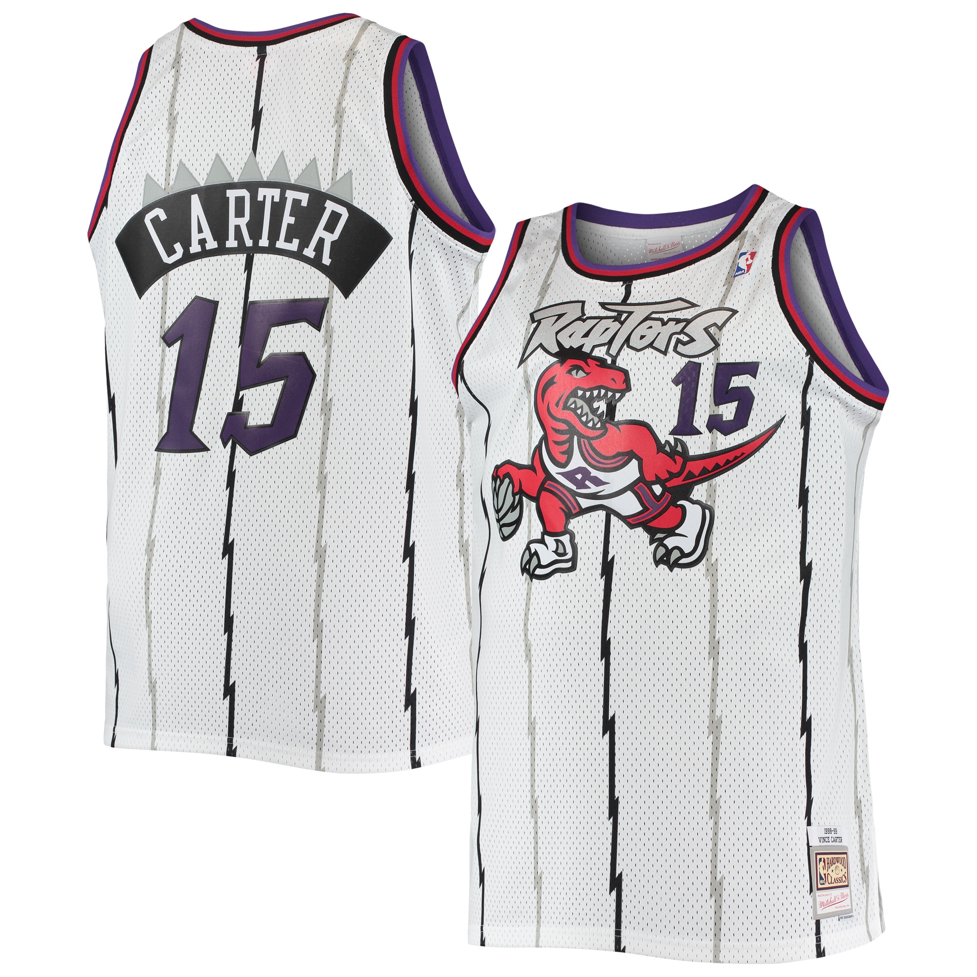 Men's Toronto Raptors Vince Carter White 1998/99 Big & Tall Hardwood Classics Swingman Jersey