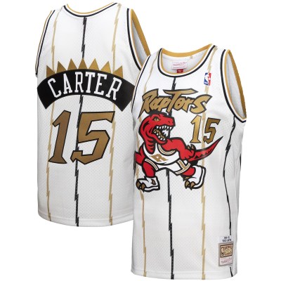 Men's Toronto Raptors Vince Carter White 1998-99 Hardwood Classics Reload 3.0 Swingman Jersey 01