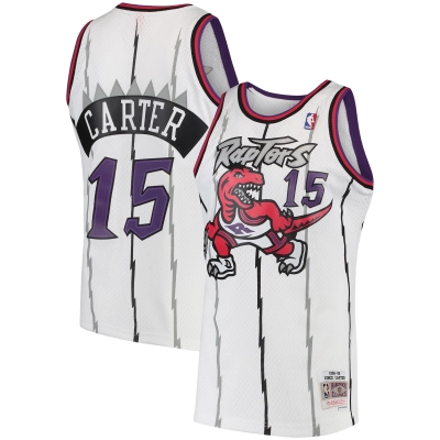 Men's Toronto Raptors Vince Carter White 1998/99 Hardwood Classics Swingman Jersey 01