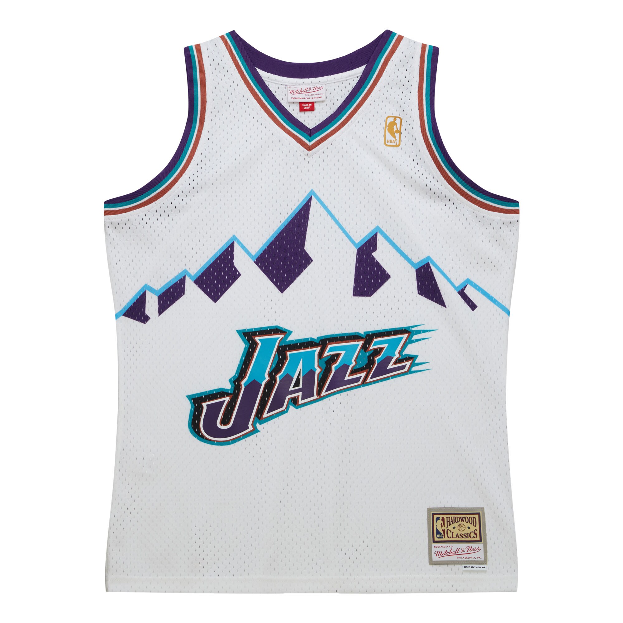 Men's Utah Jazz  White 1996-97 Hardwood Classics Swingman Jersey