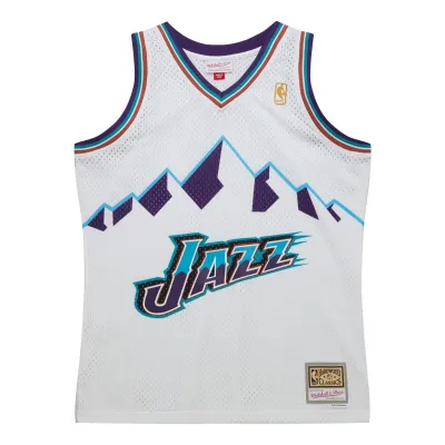 Men's Utah Jazz  White 1996-97 Hardwood Classics Swingman Jersey 02