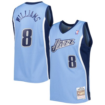 Men's Utah Jazz Deron Williams Blue 2001/02 Hardwood Classics Swingman Jersey 01