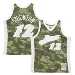 Men's Utah Jazz John Stockton Camo Hardwood Classics 1998/99 Ghost Green Swingman Jersey