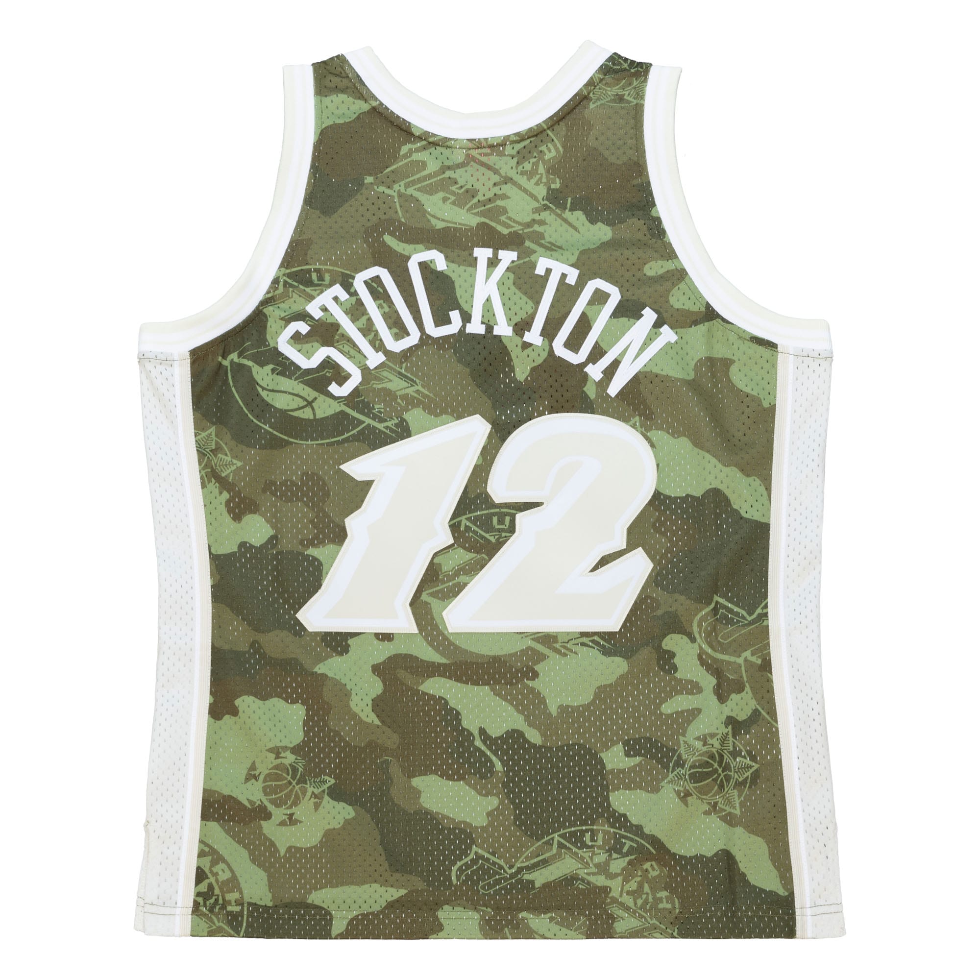 Men's Utah Jazz John Stockton Camo Hardwood Classics 1998/99 Ghost Green Swingman Jersey