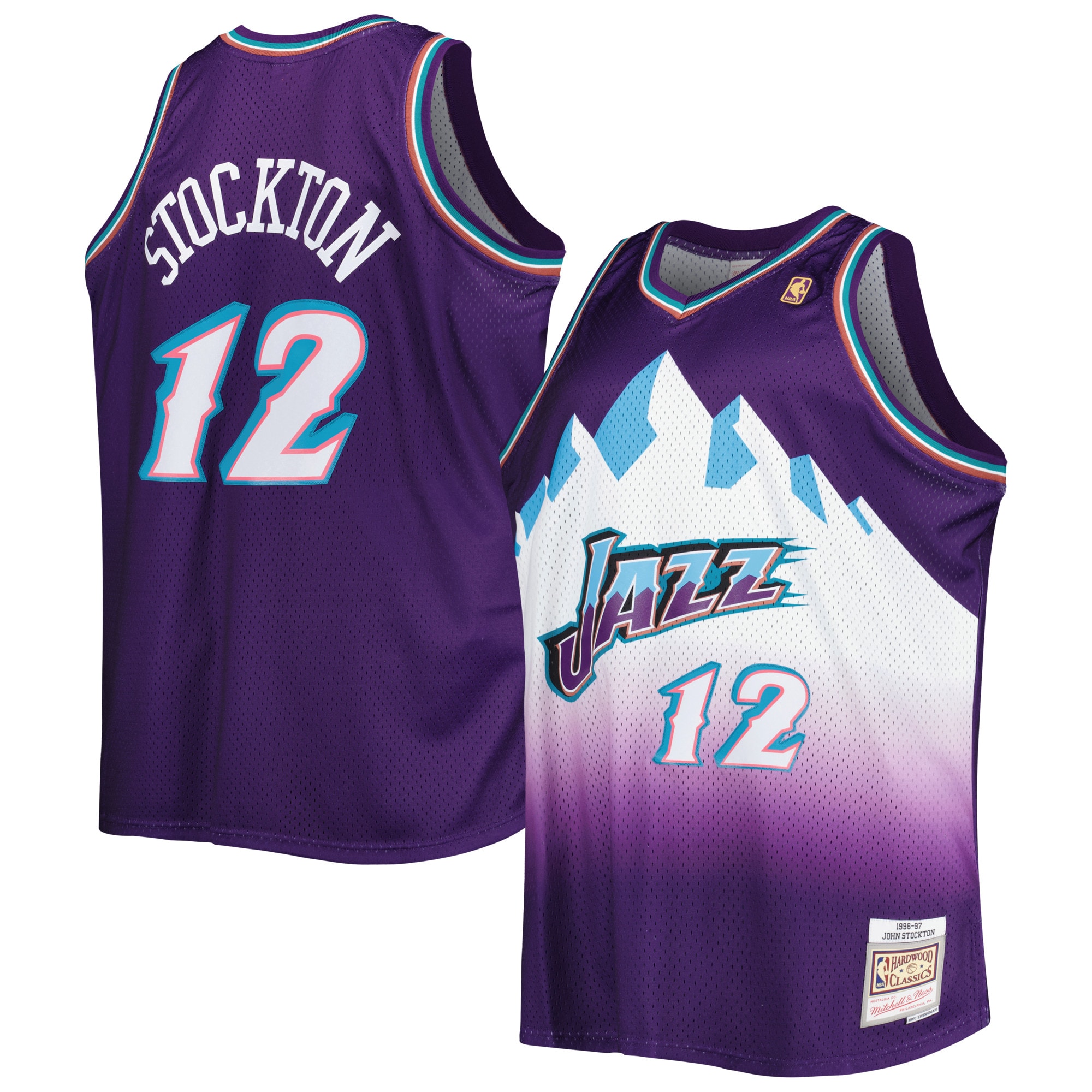 Men's Utah Jazz John Stockton Purple Big & Tall Hardwood Classics 1996/97 Swingman Jersey