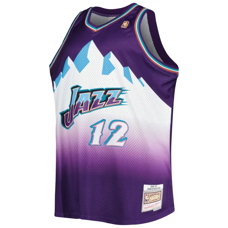 Men's Utah Jazz John Stockton Purple Big & Tall Hardwood Classics 1996/97 Swingman Jersey