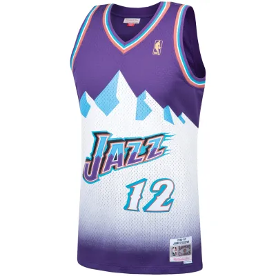 Men's Utah Jazz John Stockton Purple Hardwood Classics Swingman Jersey 02