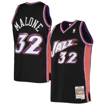 Men's Utah Jazz Karl Malone Black 2001/02 Hardwood Classics Swingman Jersey 01