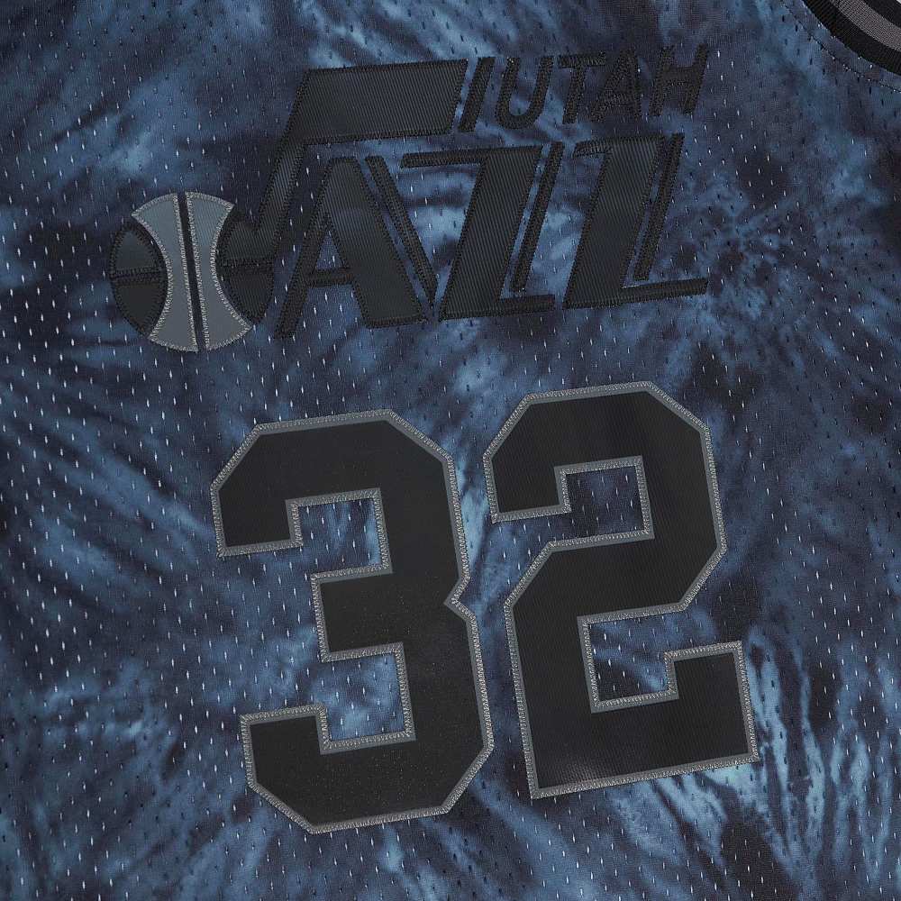 Men's Utah Jazz Karl Malone Black Hardwood Classics 1991/92 Tie-Dye Swingman Jersey