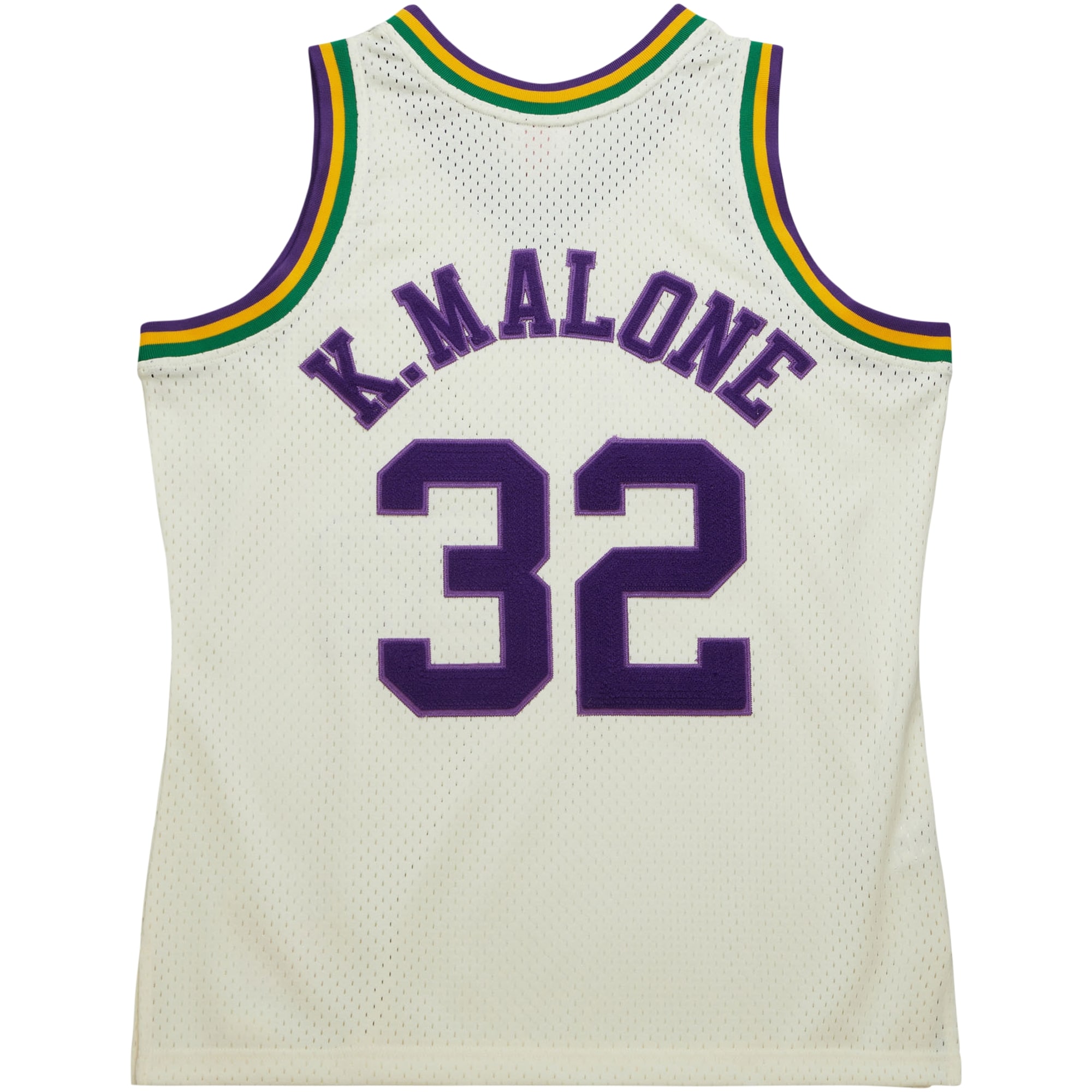 Men's Utah Jazz Karl Malone Cream Chainstitch Swingman Jersey