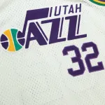 Men's Utah Jazz Karl Malone Cream Chainstitch Swingman Jersey