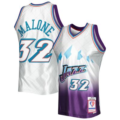 Men's Utah Jazz Karl Malone Platinum 1996/97 Hardwood Classics 75th Anniversary Swingman Jersey 01
