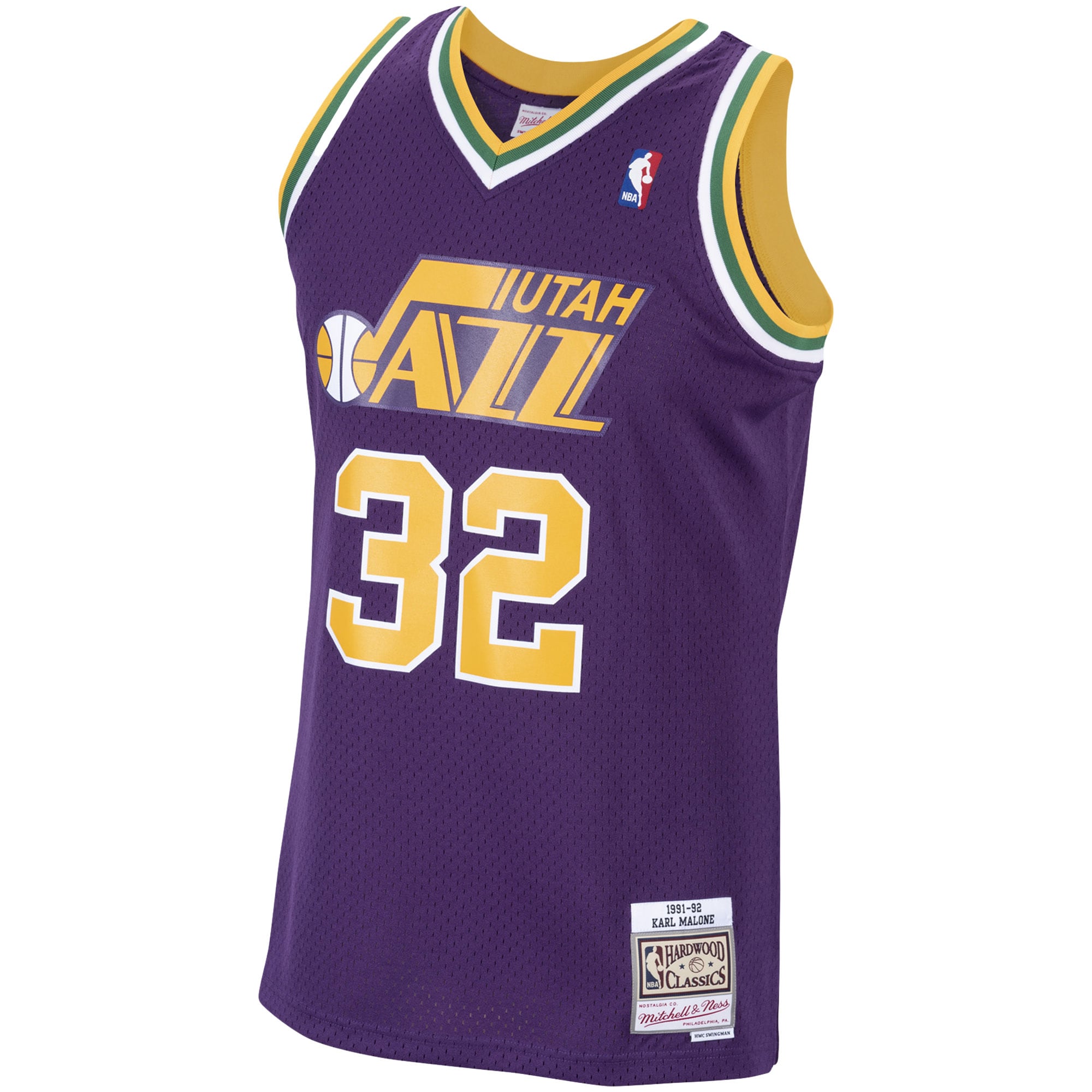 Men's Utah Jazz Karl Malone Purple 1991/92 Hardwood Classics Swingman Jersey