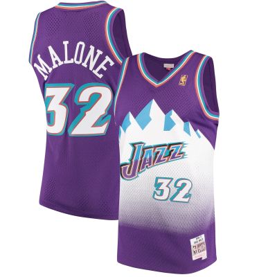 Men's Utah Jazz Karl Malone Purple 1996/97 Hardwood Classics Swingman Jersey 01