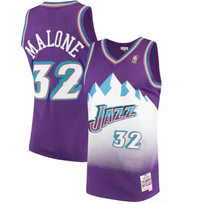 Men's Utah Jazz Karl Malone Purple 1996/97 Hardwood Classics Swingman Jersey 01