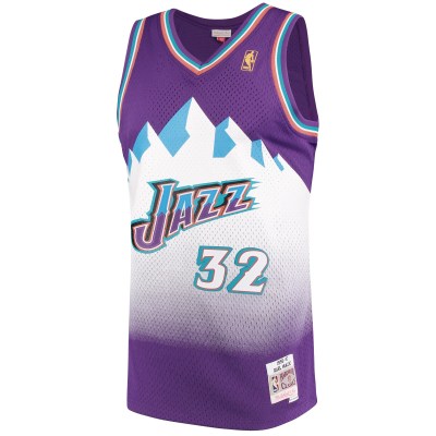Men's Utah Jazz Karl Malone Purple 1996/97 Hardwood Classics Swingman Jersey 02