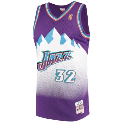 Men's Utah Jazz Karl Malone Purple 1996/97 Hardwood Classics Swingman Jersey 02