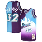 Men's Utah Jazz Karl Malone Purple/Turquoise Hardwood Classics 1996/97 Split Swingman Jersey