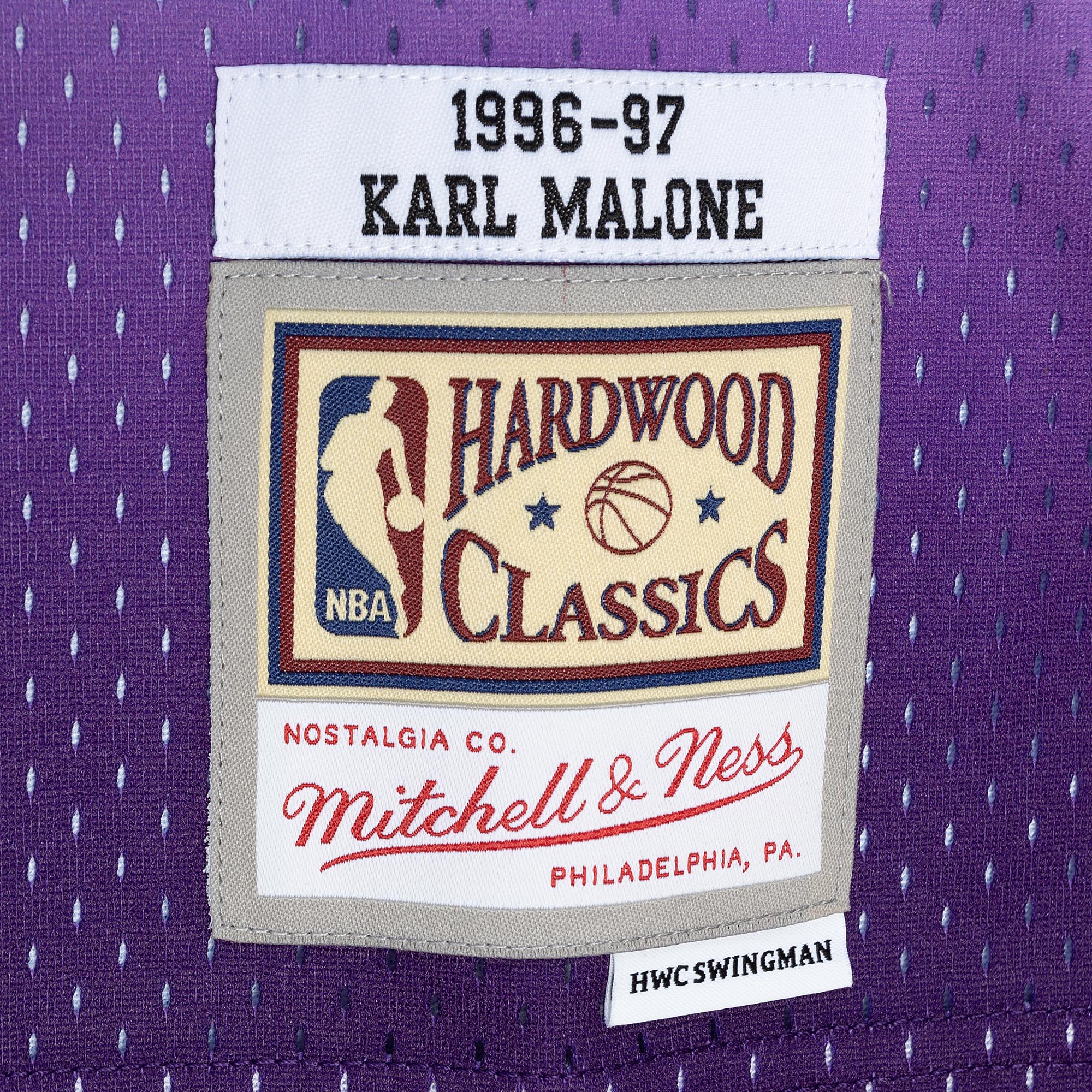 Men's Utah Jazz Karl Malone Purple/Turquoise Hardwood Classics 1996/97 Split Swingman Jersey