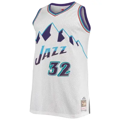 Men's Utah Jazz Karl Malone White 1996/97 Big & Tall Hardwood Classics Swingman Jersey 02