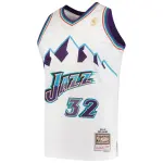 Men's Utah Jazz Karl Malone White 1996/97 Hardwood Classics Swingman Jersey
