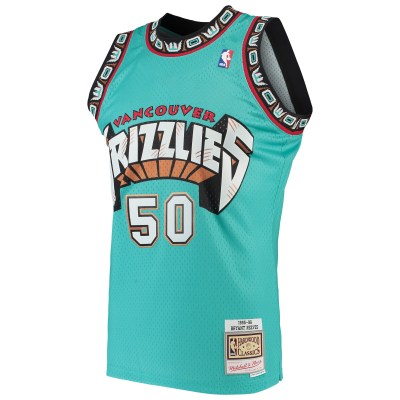 Men's Vancouver Grizzlies Bryant Reeves Turquoise 1995/96 Hardwood Classics Swingman Jersey 02