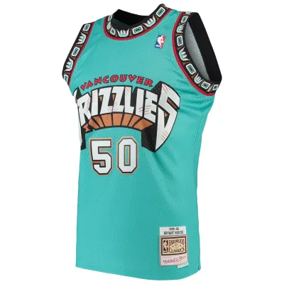 Men's Vancouver Grizzlies Bryant Reeves Turquoise 1995/96 Hardwood Classics Swingman Jersey 02