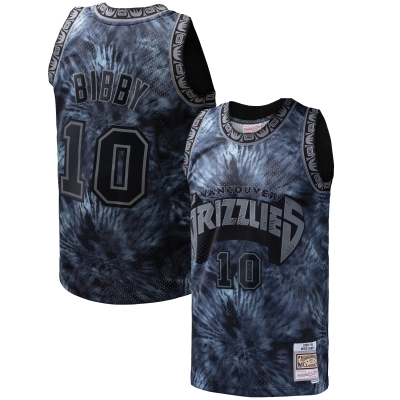 Men's Vancouver Grizzlies Mike Bibby Black Hardwood Classics 1998/99 Tie-Dye Swingman Jersey 01