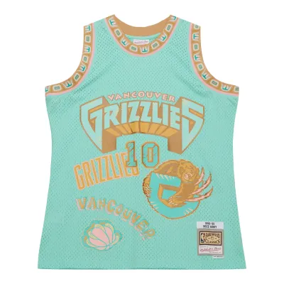 Men's Vancouver Grizzlies Mike Bibby Mint 1998/99 Swingman Sidewalk Sketch Jersey 02