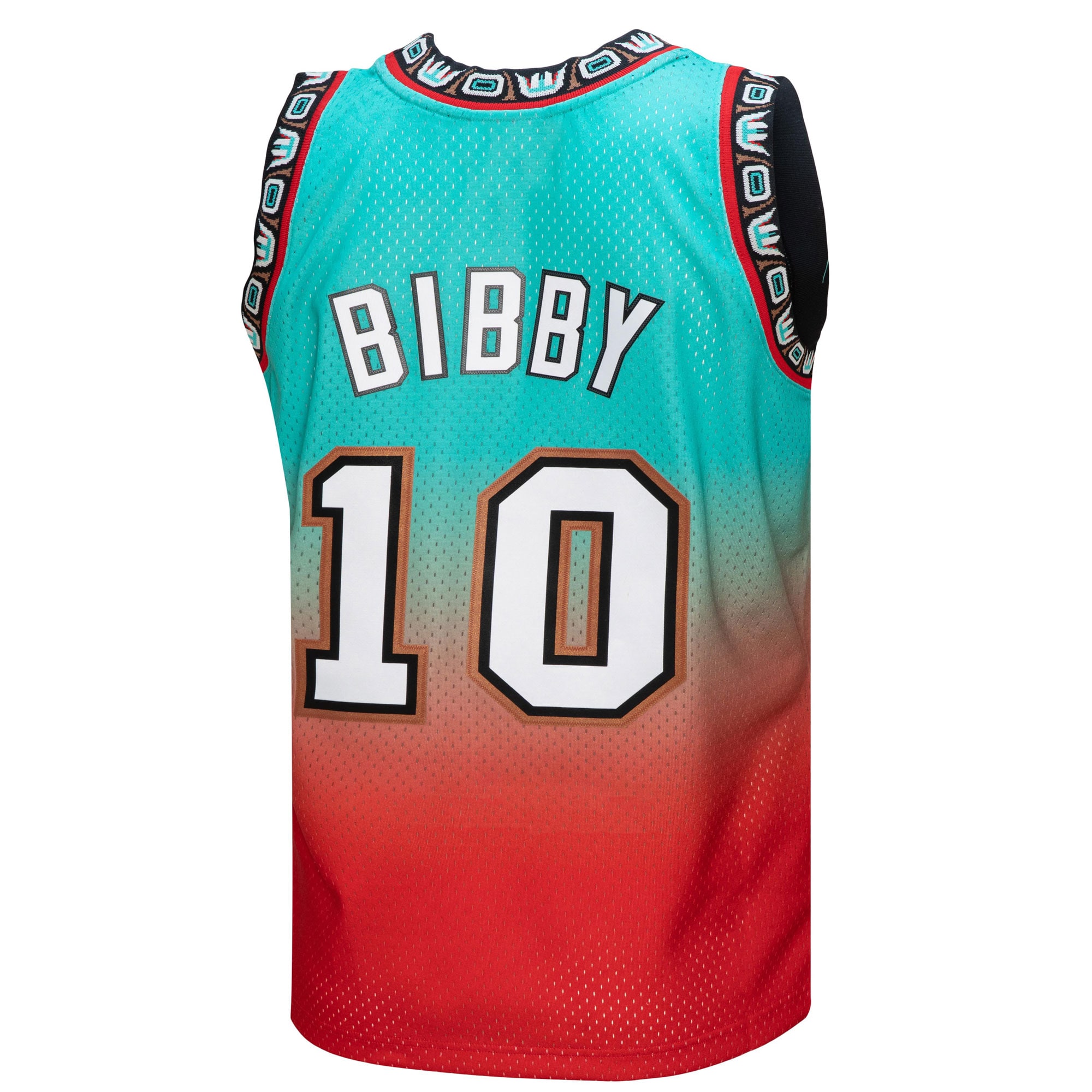 Men's Vancouver Grizzlies Mike Bibby Red/Teal 1998/99 Hardwood Classics Fadeaway Swingman Player Jersey