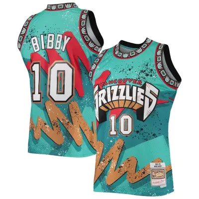Men's Vancouver Grizzlies Mike Bibby Teal Hardwood Classics 1998/99 Hyper Hoops Swingman Jersey 01