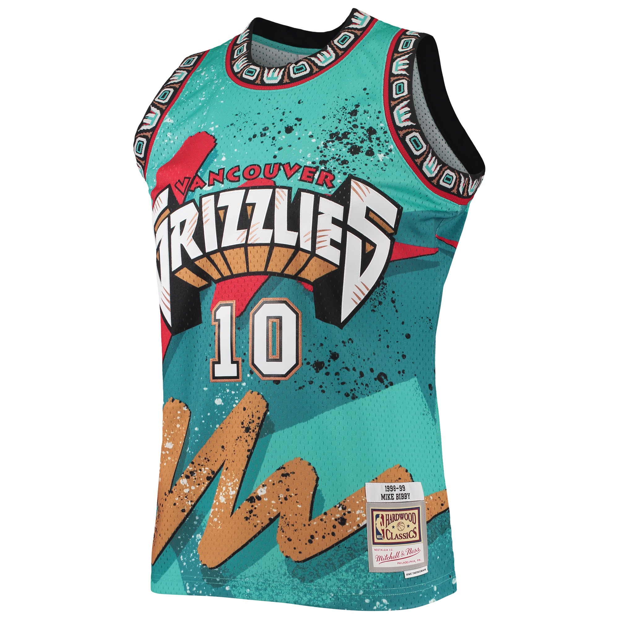Men's Vancouver Grizzlies Mike Bibby Teal Hardwood Classics 1998/99 Hyper Hoops Swingman Jersey