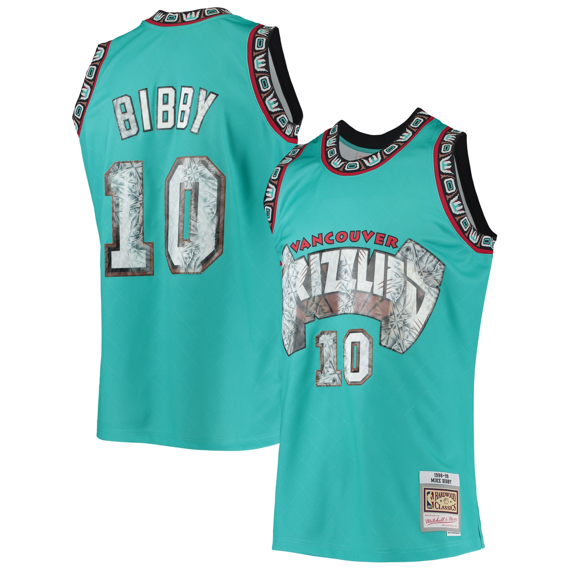 Men's Vancouver Grizzlies Mike Bibby Turquoise 1996/97 Hardwood Classics NBA 75th Anniversary Diamond Swingman Jersey