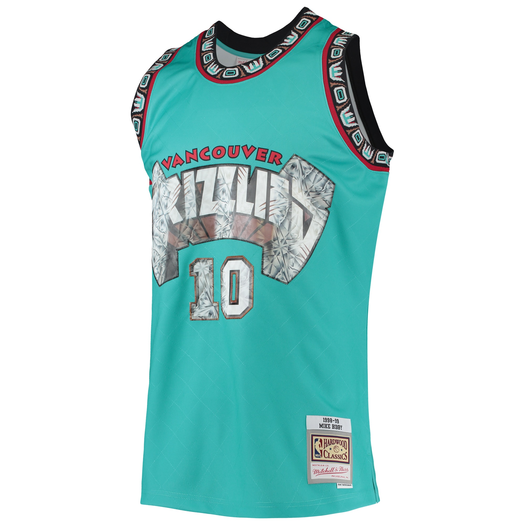 Men's Vancouver Grizzlies Mike Bibby Turquoise 1996/97 Hardwood Classics NBA 75th Anniversary Diamond Swingman Jersey