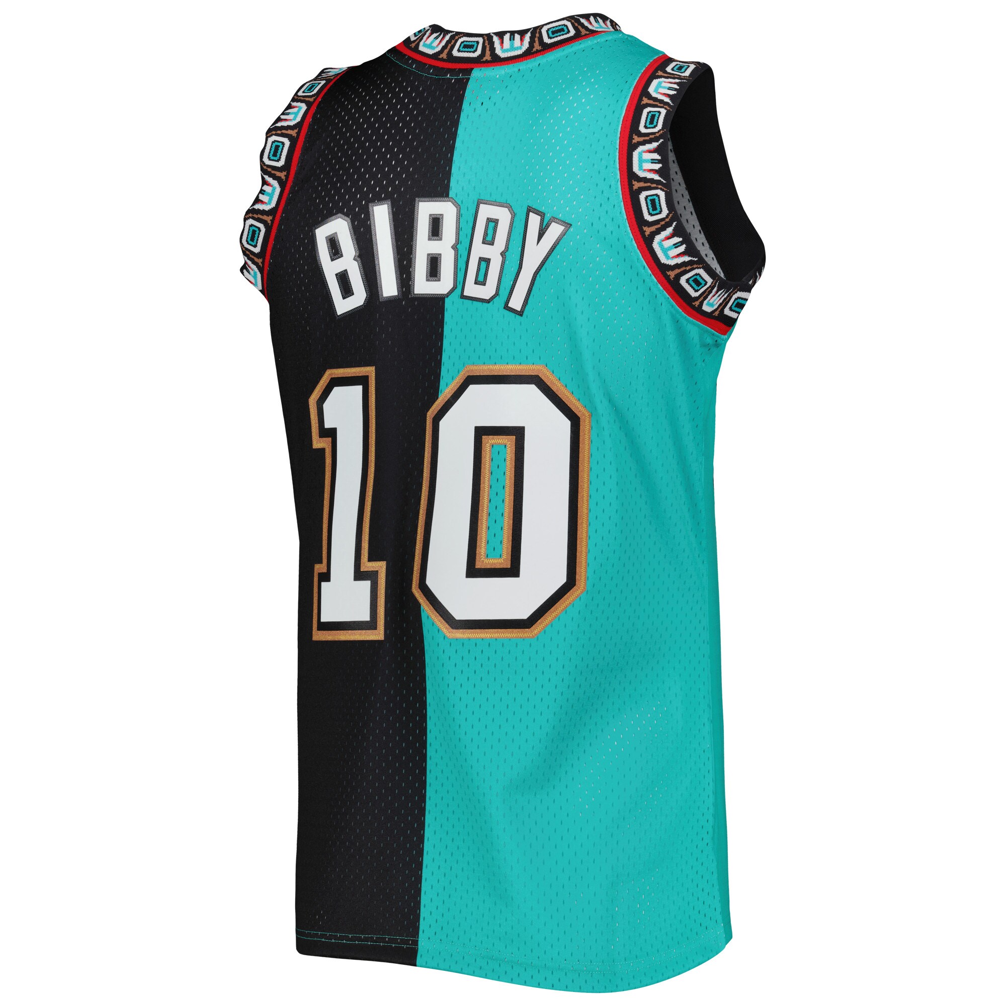 Men's Vancouver Grizzlies Mike Bibby Turquoise/Black Hardwood Classics 1998/99 Split Swingman Jersey