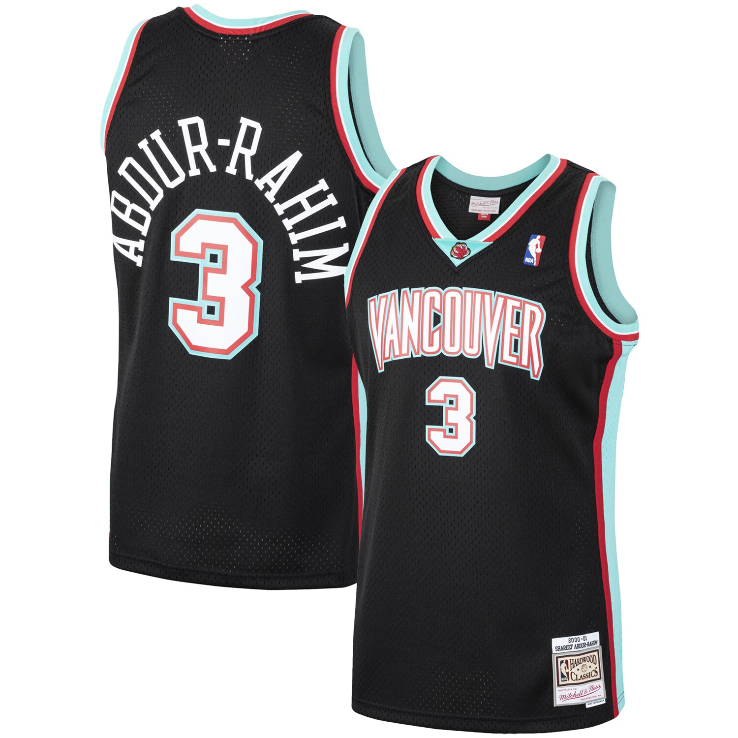 Men's Vancouver Grizzlies Shareef Abdur-Rahim Black 2000/01 Hardwood Classics Swingman Jersey