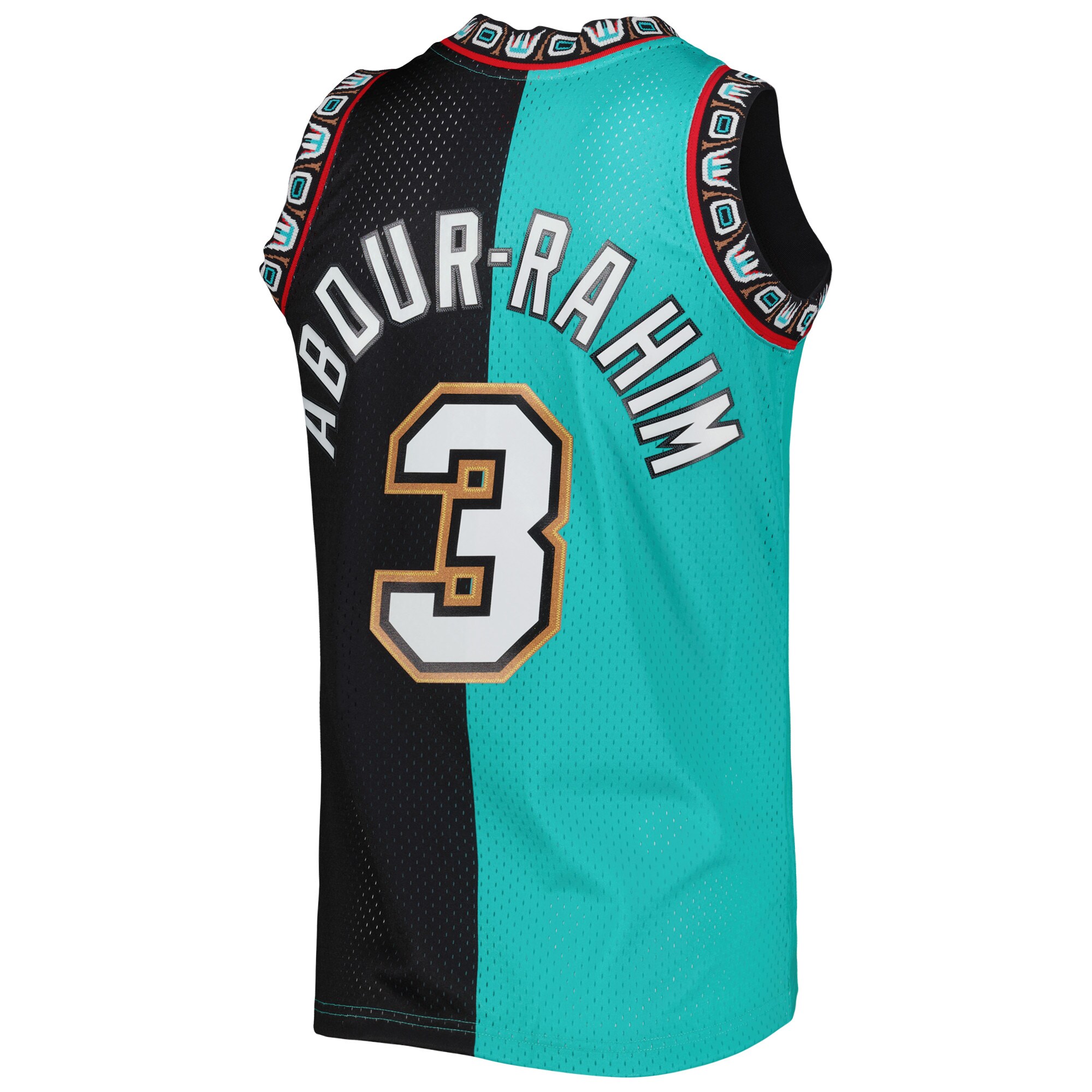Men's Vancouver Grizzlies Shareef Abdur-Rahim Turquoise/Black Hardwood Classics 1996/97 Split Swingman Jersey