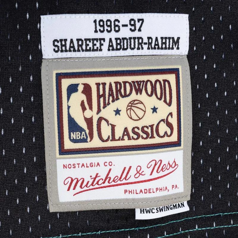 Men's Vancouver Grizzlies Shareef Abdur-Rahim Turquoise/Black Hardwood Classics 1996/97 Split Swingman Jersey