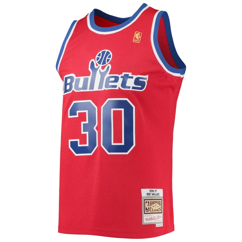 Men's Washington Bullets Ben Wallace Red 1996/97 Hardwood Classics Swingman Jersey