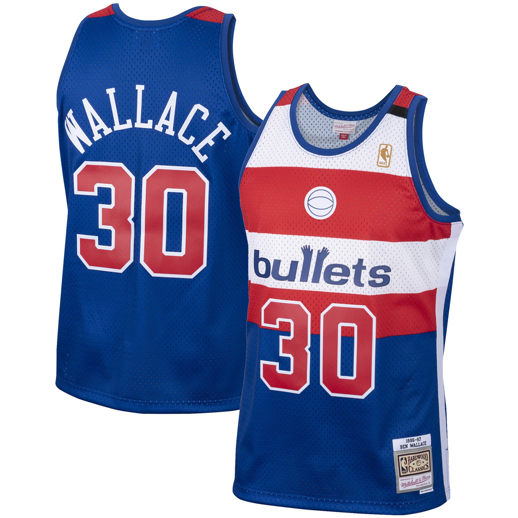 Men's Washington Bullets Ben Wallace Royal 2001/02 Hardwood Classics Swingman Jersey