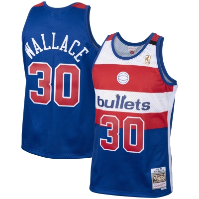 Men's Washington Bullets Ben Wallace Royal 2001/02 Hardwood Classics Swingman Jersey 01