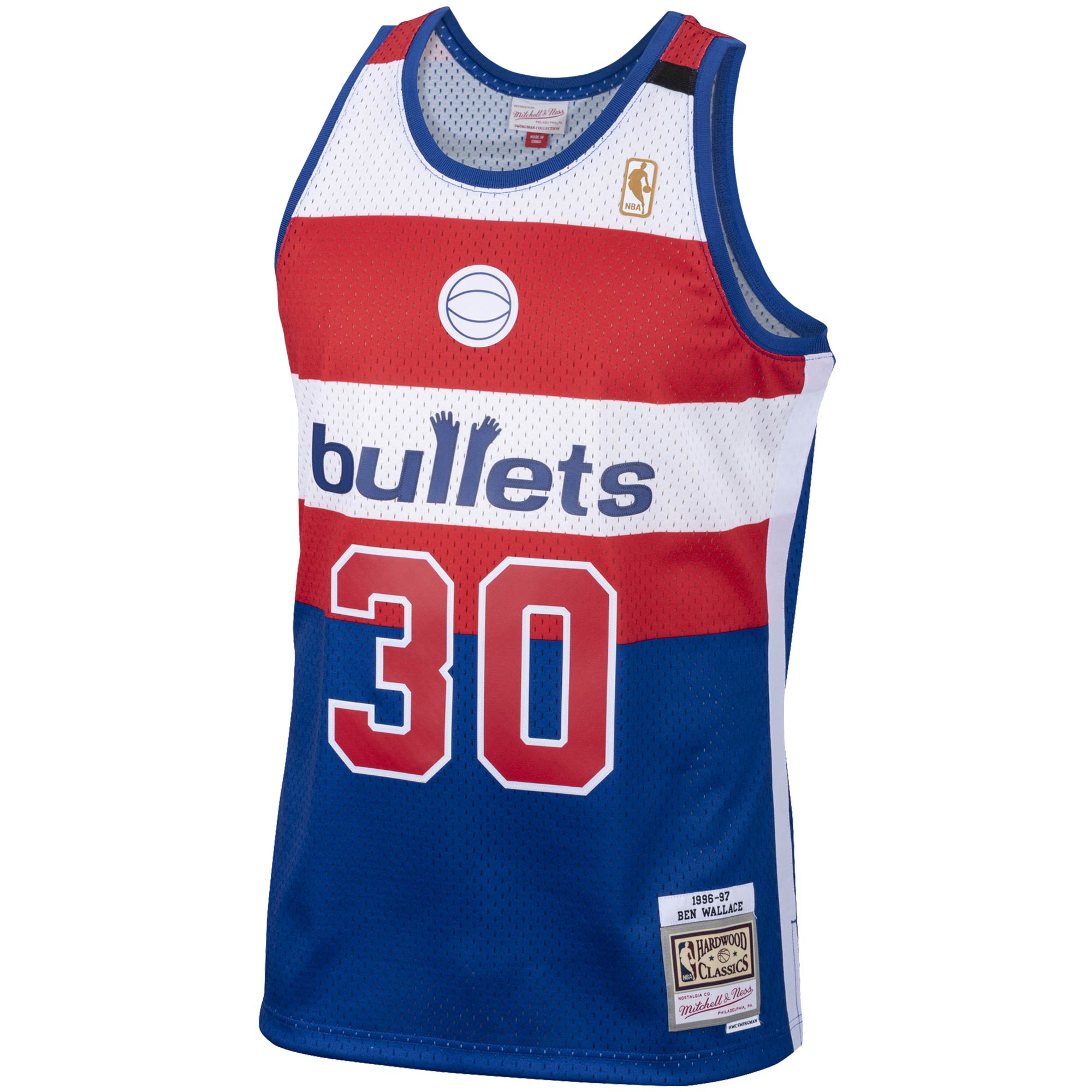 Men's Washington Bullets Ben Wallace Royal 2001/02 Hardwood Classics Swingman Jersey