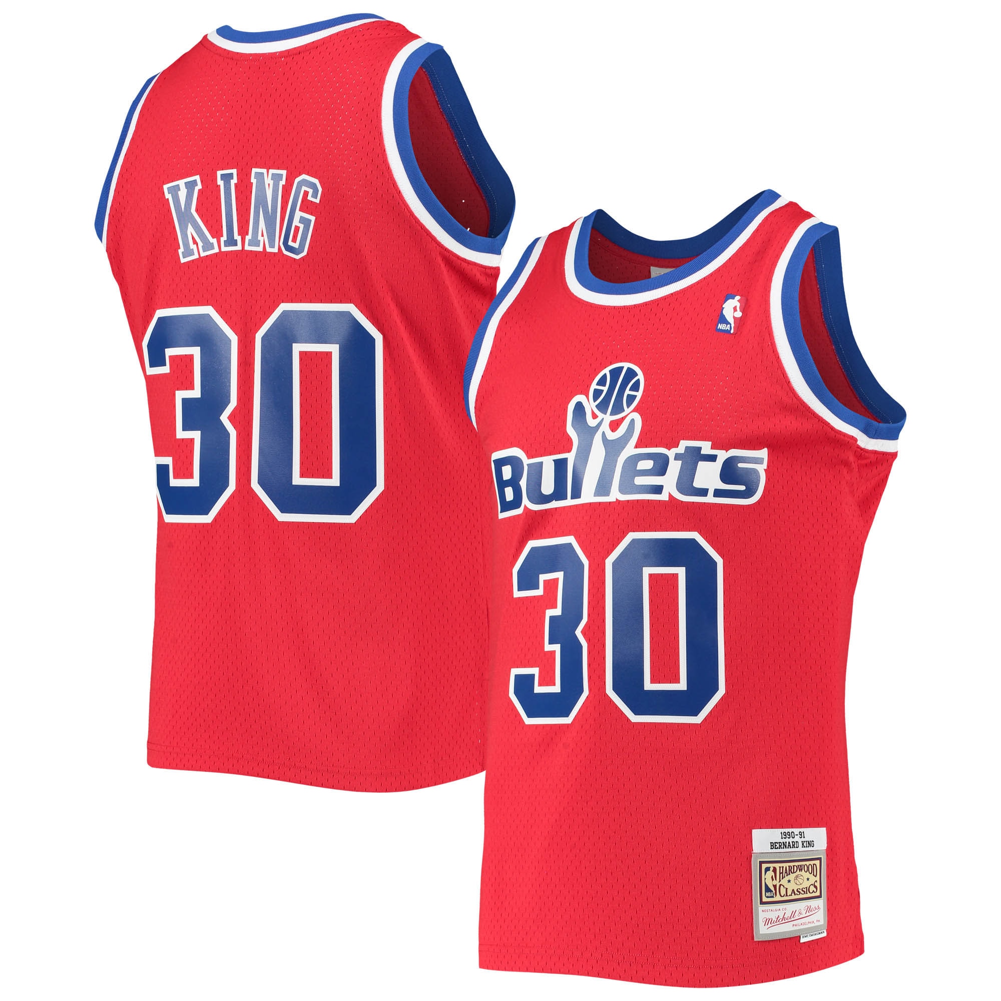 Men's Washington Bullets Bernard King Red 1990/91 Hardwood Classics Swingman Jersey