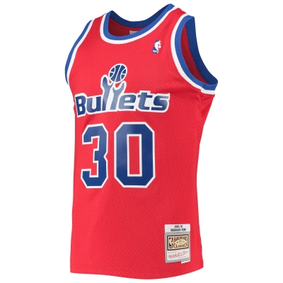 Men's Washington Bullets Bernard King Red 1990/91 Hardwood Classics Swingman Jersey 02